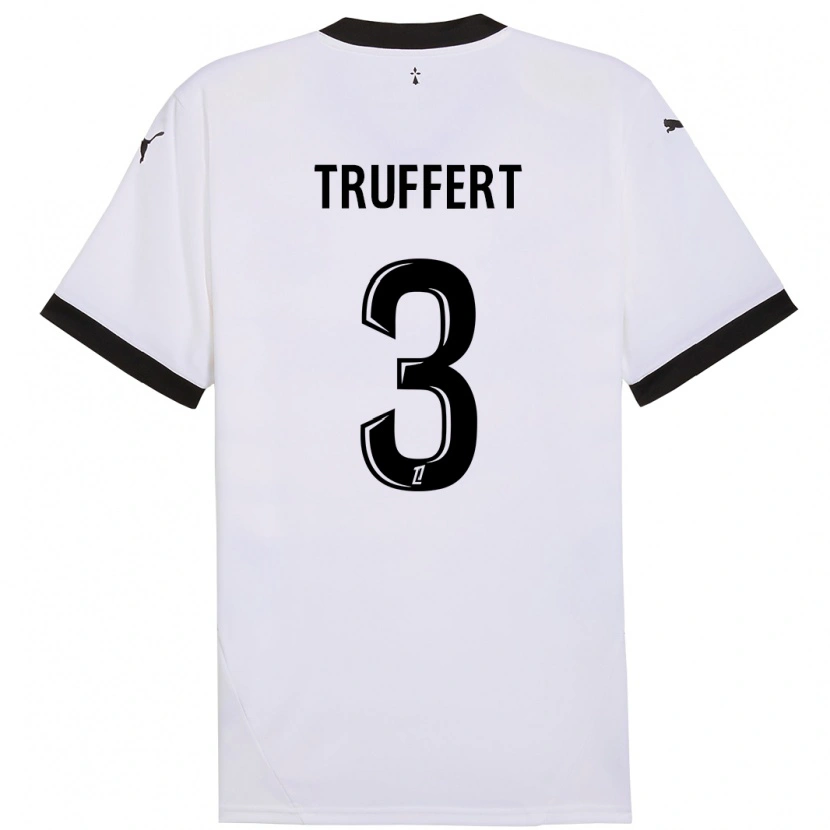 Danxen Enfant Maillot Adrien Truffert #3 Blanc Noir Tenues Extérieur 2024/25 T-Shirt