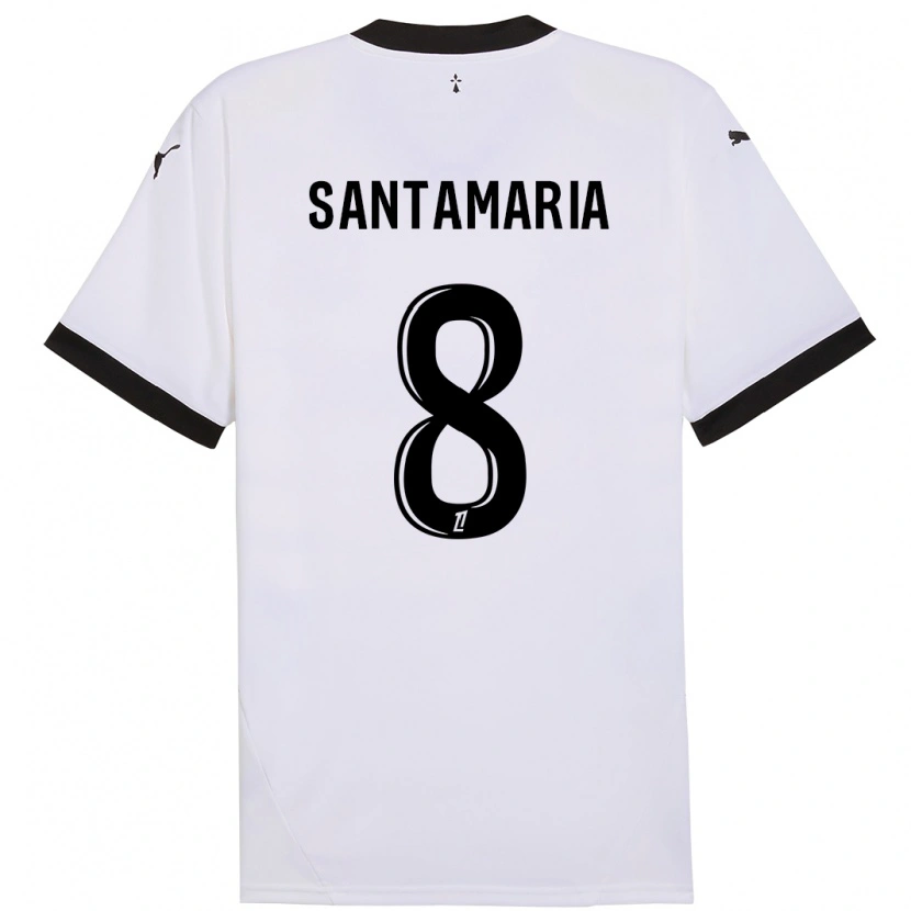 Danxen Enfant Maillot Baptiste Santamaria #8 Blanc Noir Tenues Extérieur 2024/25 T-Shirt