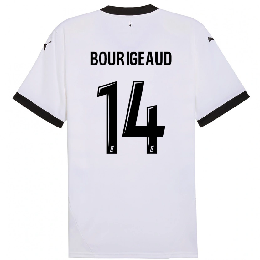 Danxen Enfant Maillot Benjamin Bourigeaud #14 Blanc Noir Tenues Extérieur 2024/25 T-Shirt