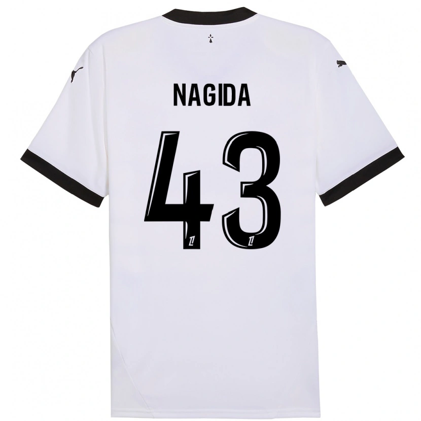 Danxen Enfant Maillot Mahamadou Nagida #43 Blanc Noir Tenues Extérieur 2024/25 T-Shirt