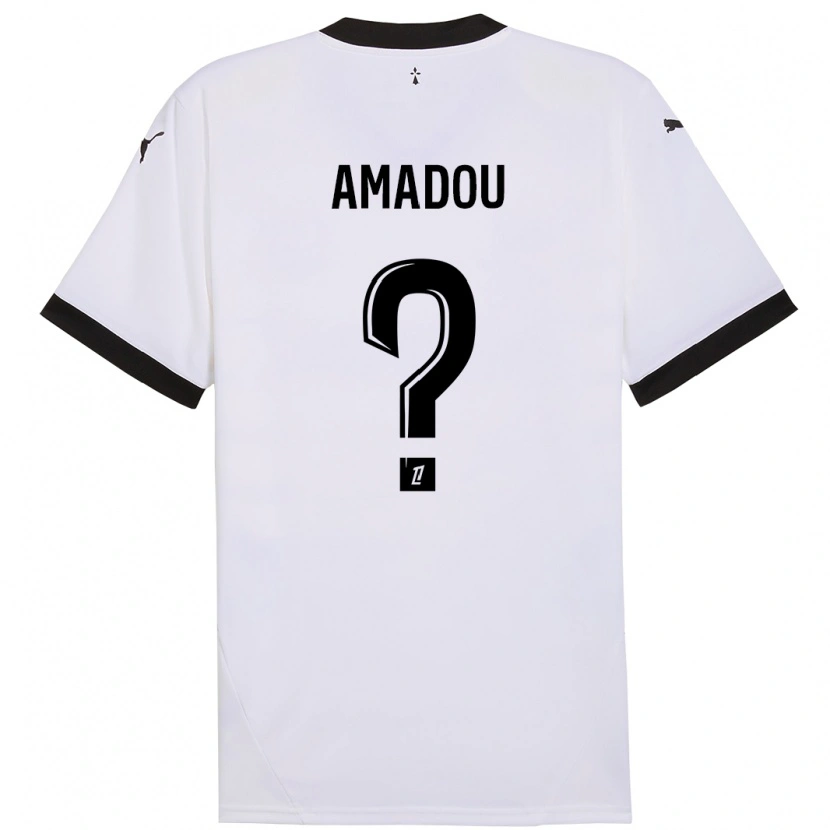 Danxen Enfant Maillot Amadou Diallo #0 Blanc Noir Tenues Extérieur 2024/25 T-Shirt