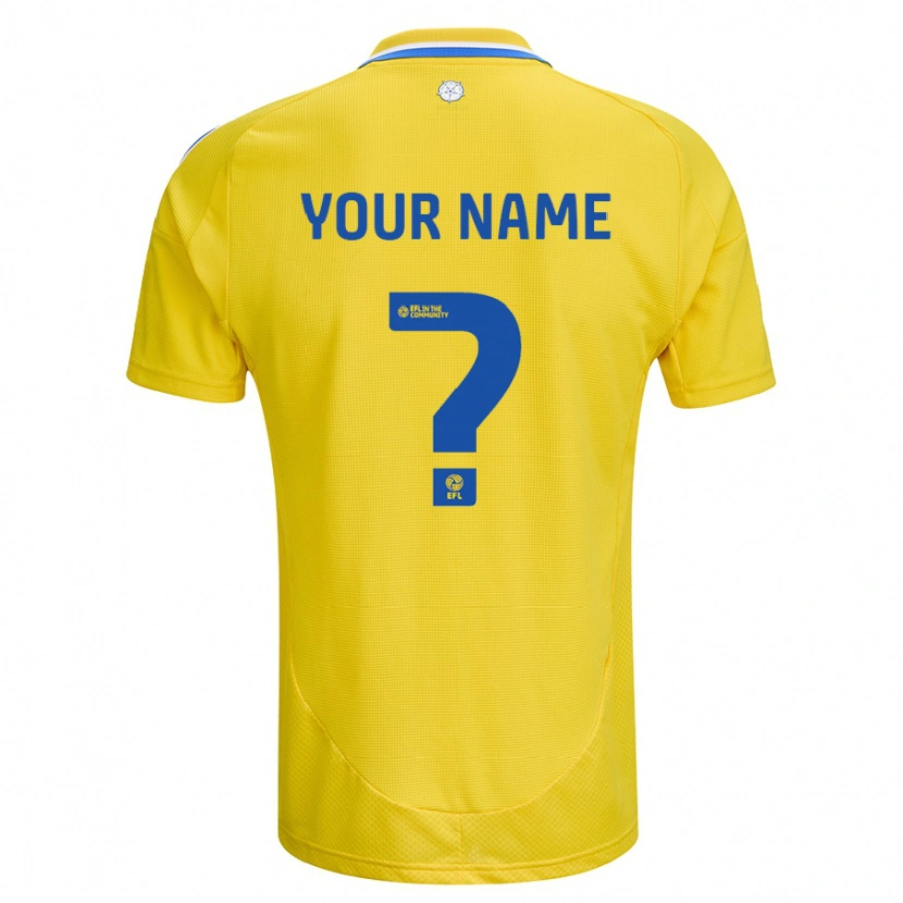 Danxen Enfant Maillot Votre Nom #0 Jaune Bleu Tenues Extérieur 2024/25 T-Shirt