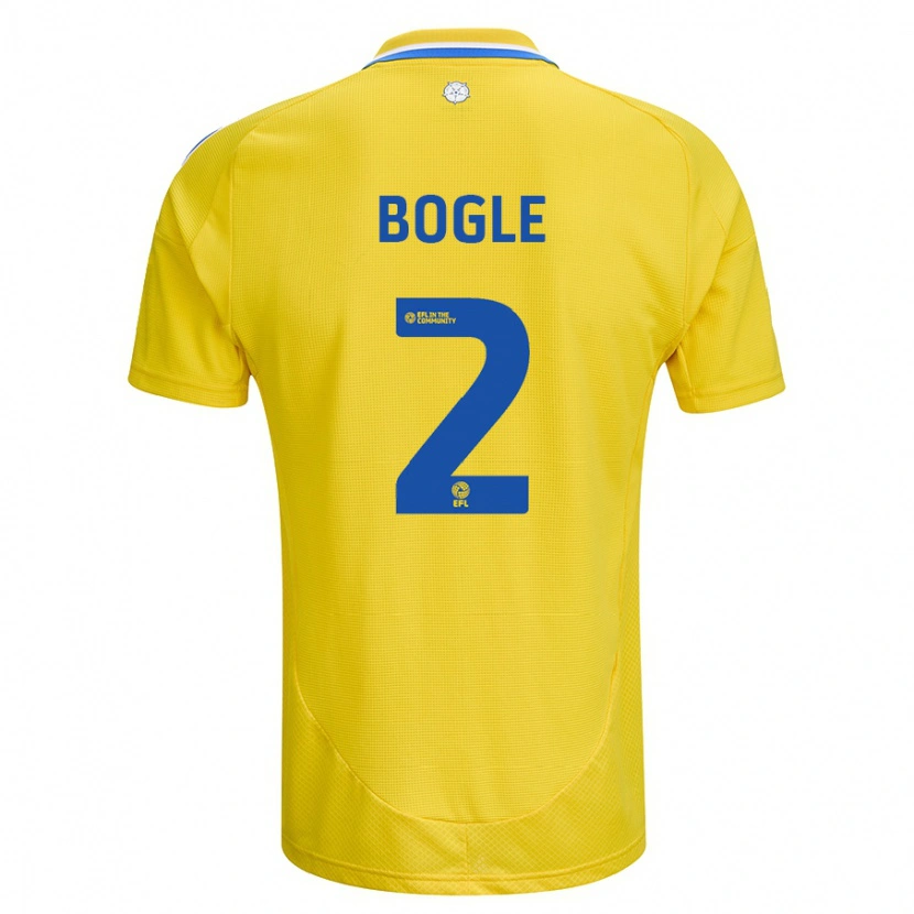 Danxen Enfant Maillot Jayden Bogle #2 Jaune Bleu Tenues Extérieur 2024/25 T-Shirt