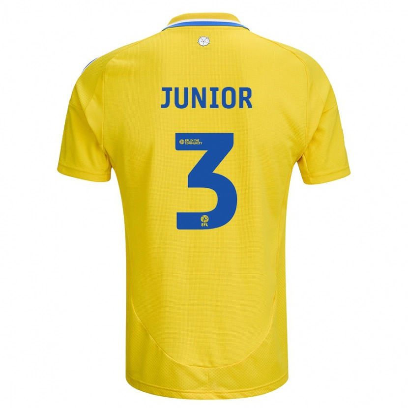 Danxen Enfant Maillot Junior Firpo #3 Jaune Bleu Tenues Extérieur 2024/25 T-Shirt