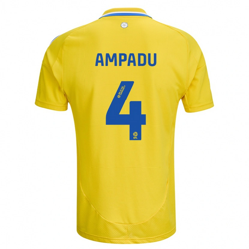 Danxen Enfant Maillot Ethan Ampadu #4 Jaune Bleu Tenues Extérieur 2024/25 T-Shirt