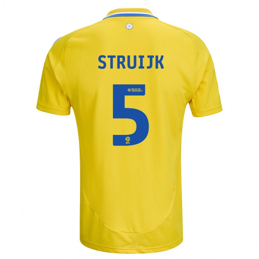 Danxen Enfant Maillot Pascal Struijk #5 Jaune Bleu Tenues Extérieur 2024/25 T-Shirt