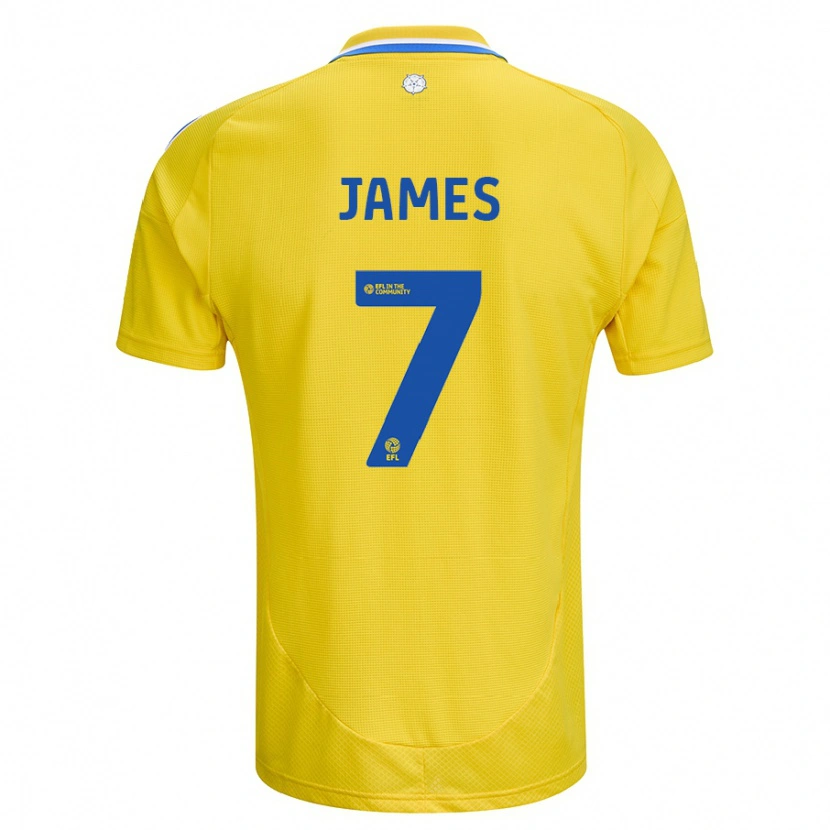 Danxen Enfant Maillot Daniel James #7 Jaune Bleu Tenues Extérieur 2024/25 T-Shirt