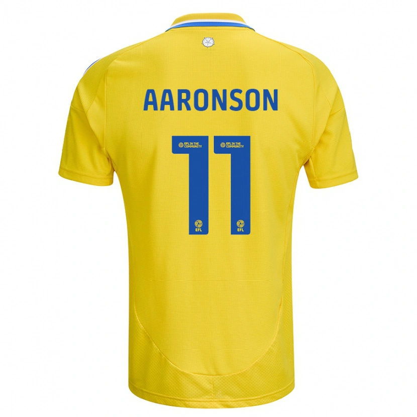 Danxen Enfant Maillot Brenden Aaronson #11 Jaune Bleu Tenues Extérieur 2024/25 T-Shirt