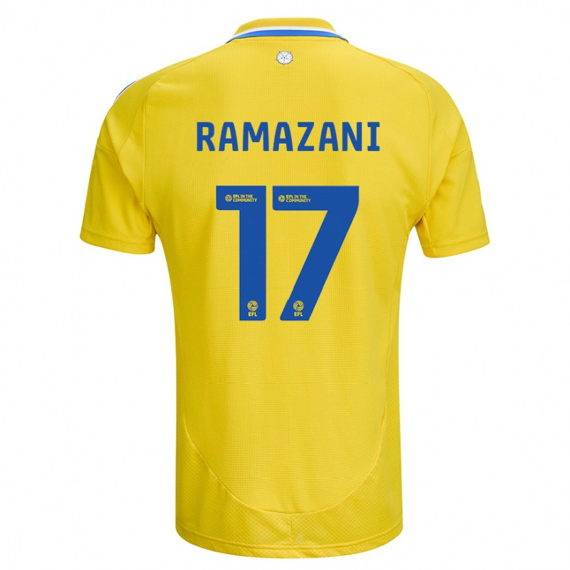 Danxen Enfant Maillot Largie Ramazani #17 Jaune Bleu Tenues Extérieur 2024/25 T-Shirt