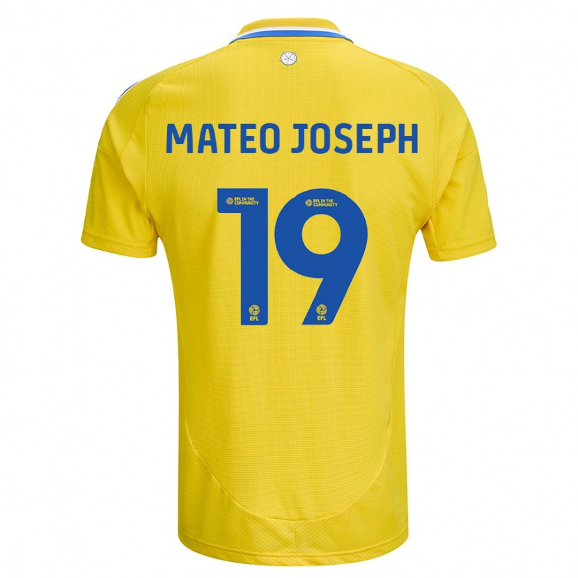 Danxen Enfant Maillot Mateo Joseph #19 Jaune Bleu Tenues Extérieur 2024/25 T-Shirt