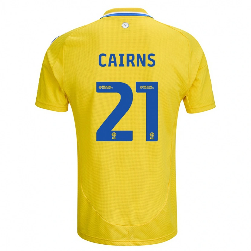 Danxen Enfant Maillot Alex Cairns #21 Jaune Bleu Tenues Extérieur 2024/25 T-Shirt