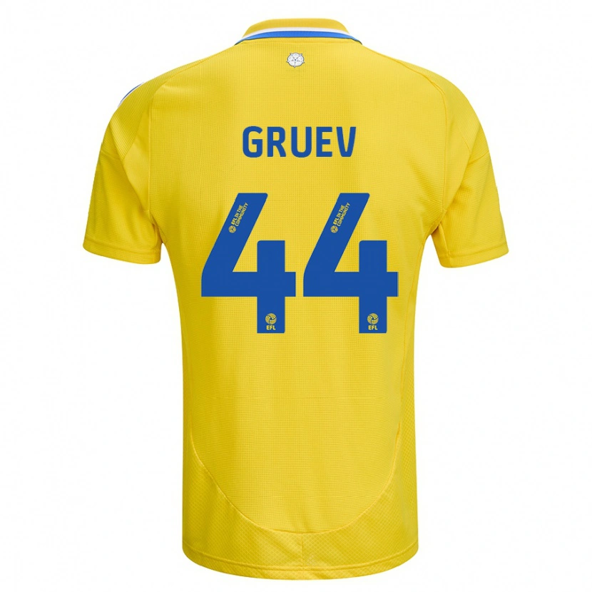 Danxen Enfant Maillot Ilia Gruev #44 Jaune Bleu Tenues Extérieur 2024/25 T-Shirt