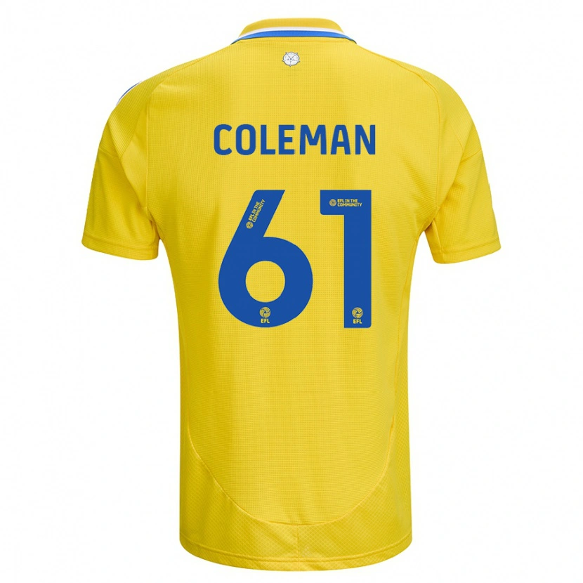 Danxen Enfant Maillot Cian Coleman #61 Jaune Bleu Tenues Extérieur 2024/25 T-Shirt