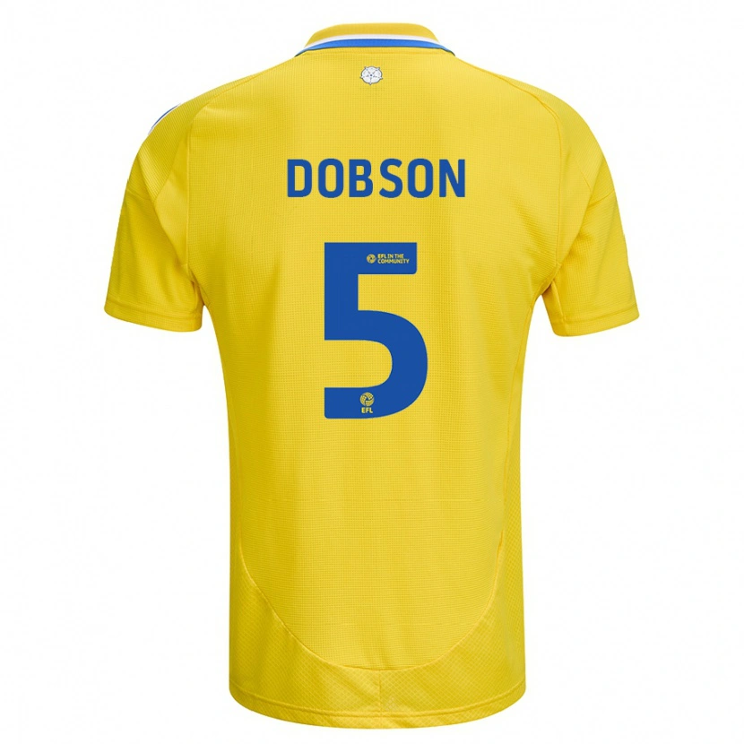 Danxen Enfant Maillot Ellie Dobson #5 Jaune Bleu Tenues Extérieur 2024/25 T-Shirt