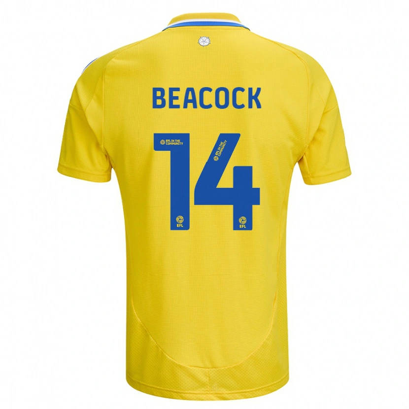 Danxen Enfant Maillot Molly Beacock #14 Jaune Bleu Tenues Extérieur 2024/25 T-Shirt