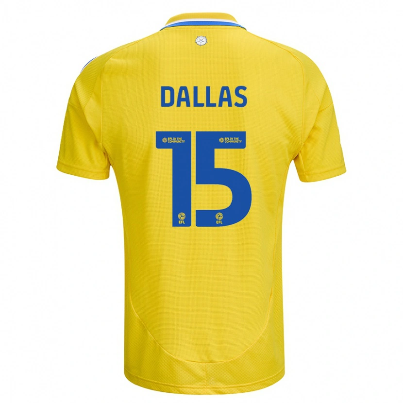 Danxen Enfant Maillot Stuart Dallas #15 Jaune Bleu Tenues Extérieur 2024/25 T-Shirt