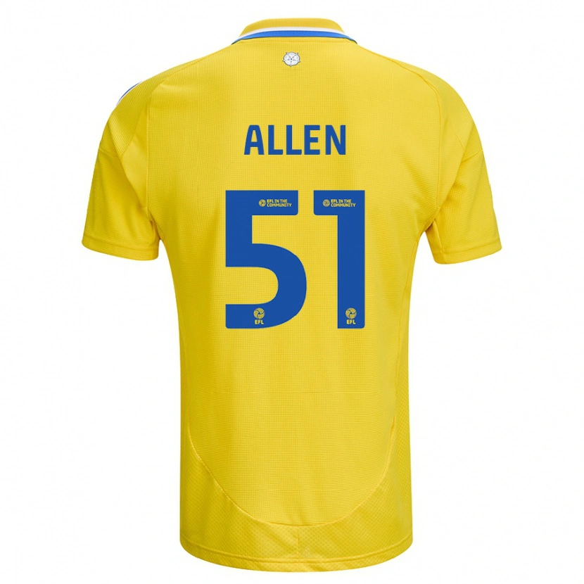 Danxen Enfant Maillot Charlie Allen #51 Jaune Bleu Tenues Extérieur 2024/25 T-Shirt