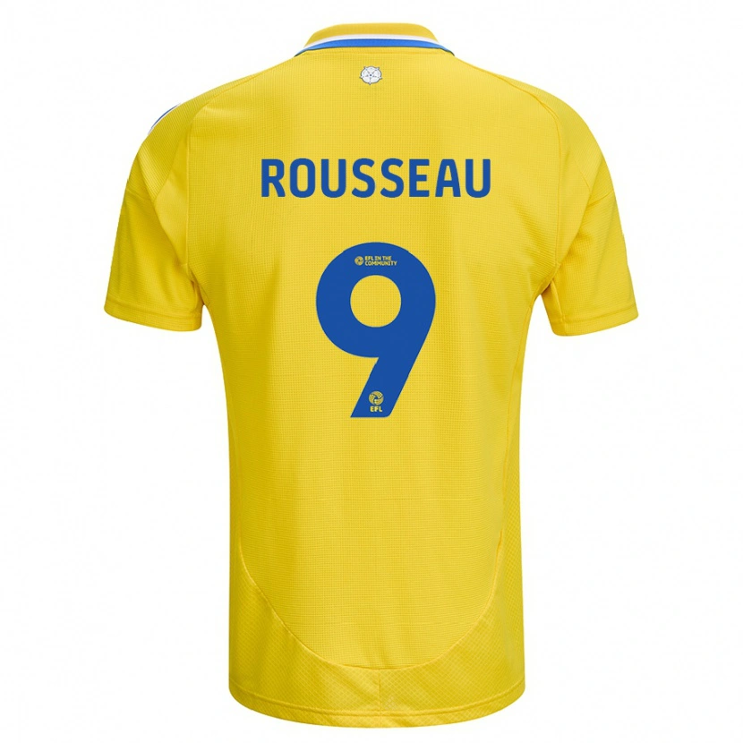 Danxen Enfant Maillot Jess Rousseau #9 Jaune Bleu Tenues Extérieur 2024/25 T-Shirt