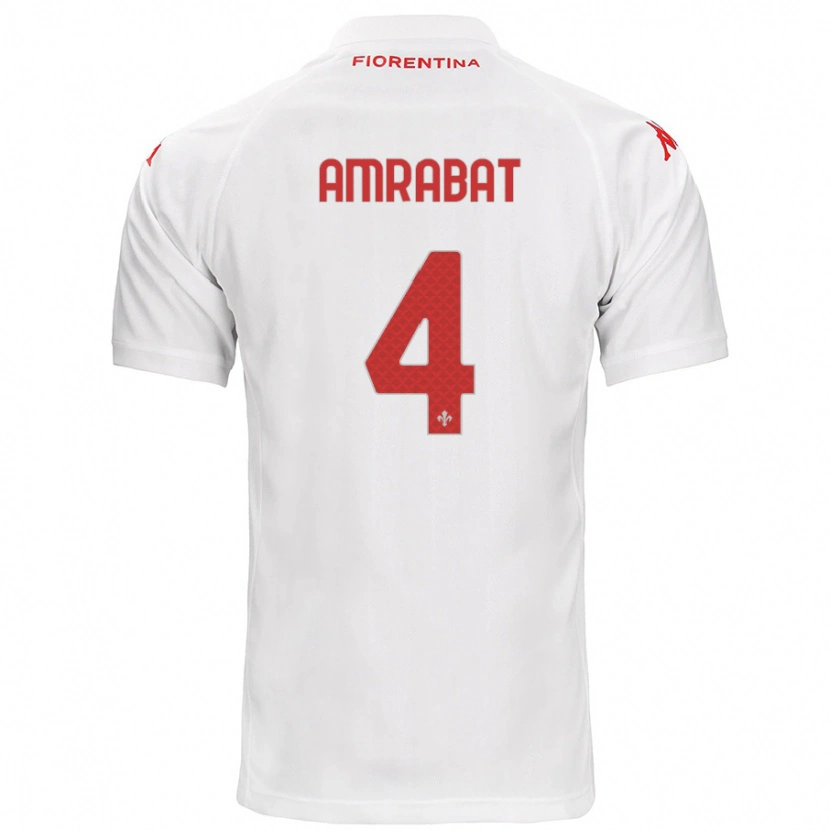 Danxen Enfant Maillot Sofyan Amrabat #4 Blanc Tenues Extérieur 2024/25 T-Shirt