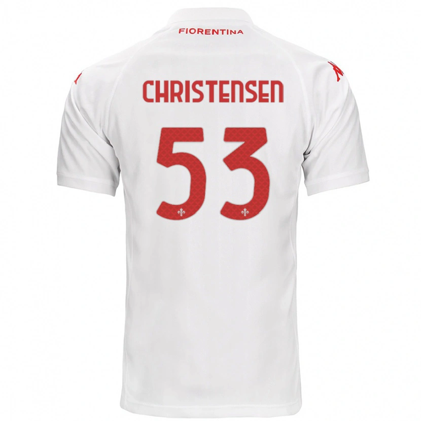 Danxen Enfant Maillot Oliver Christensen #53 Blanc Tenues Extérieur 2024/25 T-Shirt