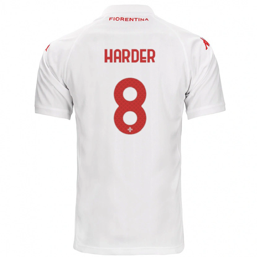 Danxen Enfant Maillot Jonas Harder #8 Blanc Tenues Extérieur 2024/25 T-Shirt