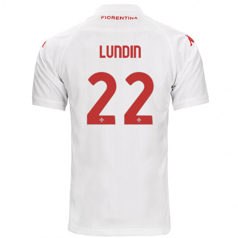 Danxen Enfant Maillot Karin Lundin #22 Blanc Tenues Extérieur 2024/25 T-Shirt