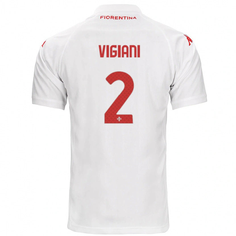 Danxen Enfant Maillot Lorenzo Vigiani #2 Blanc Tenues Extérieur 2024/25 T-Shirt