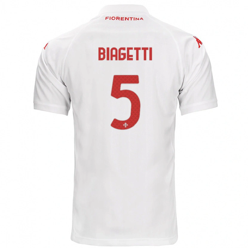 Danxen Enfant Maillot Christian Biagetti #5 Blanc Tenues Extérieur 2024/25 T-Shirt