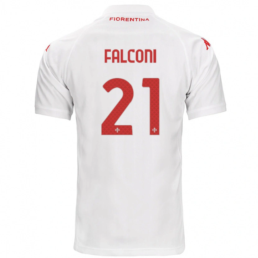 Danxen Enfant Maillot Niccolò Falconi #21 Blanc Tenues Extérieur 2024/25 T-Shirt