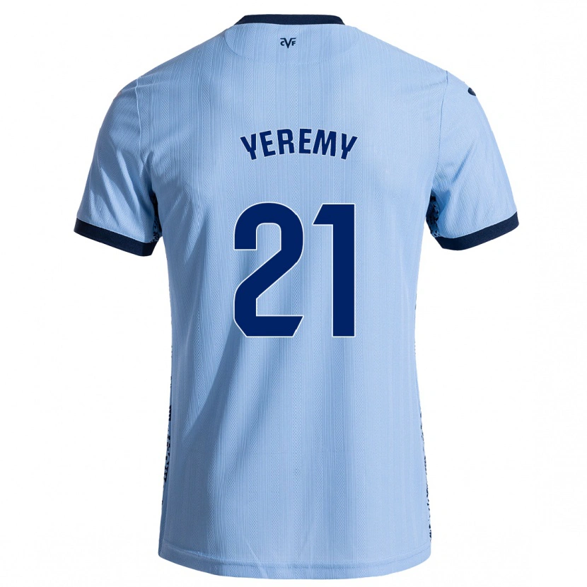 Danxen Enfant Maillot Yéremy Pino #21 Bleu Ciel Tenues Extérieur 2024/25 T-Shirt