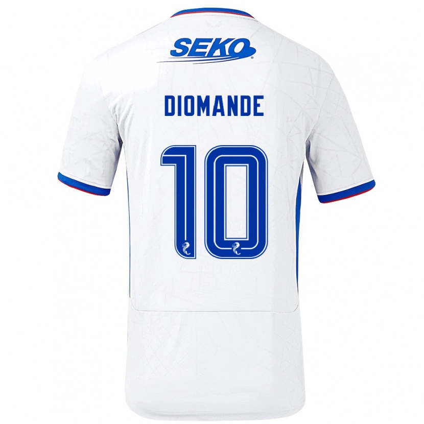 Danxen Enfant Maillot Mohamed Diomandé #10 Blanc Bleu Tenues Extérieur 2024/25 T-Shirt