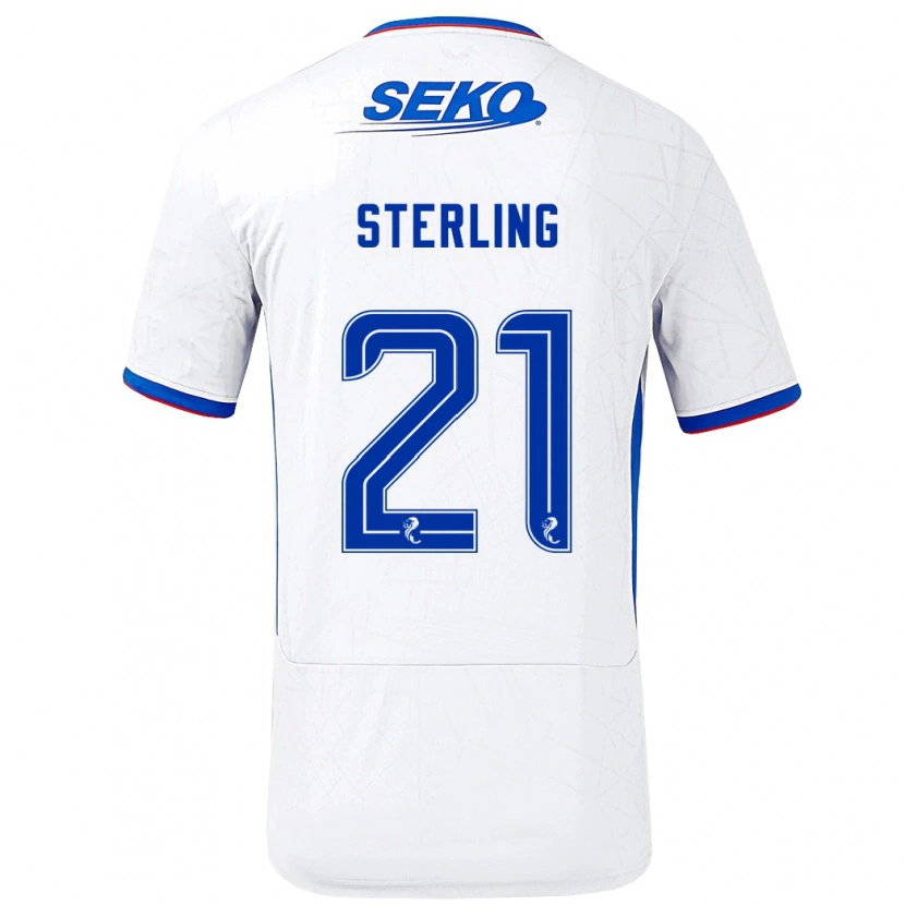 Danxen Enfant Maillot Dujon Sterling #21 Blanc Bleu Tenues Extérieur 2024/25 T-Shirt