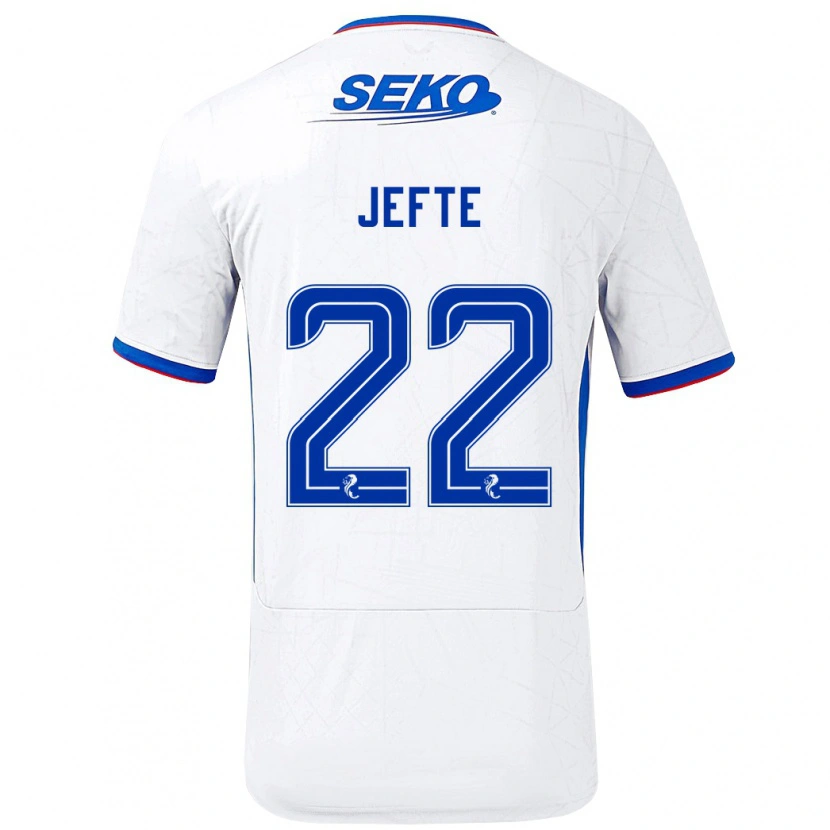 Danxen Enfant Maillot Jefté #22 Blanc Bleu Tenues Extérieur 2024/25 T-Shirt