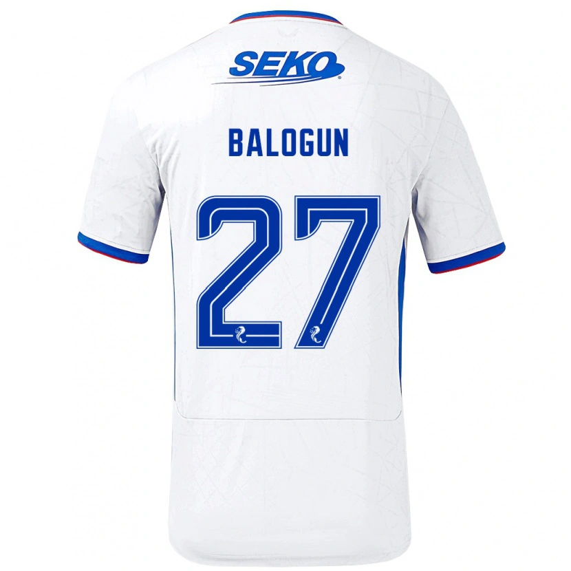 Danxen Enfant Maillot Leon Balogun #27 Blanc Bleu Tenues Extérieur 2024/25 T-Shirt