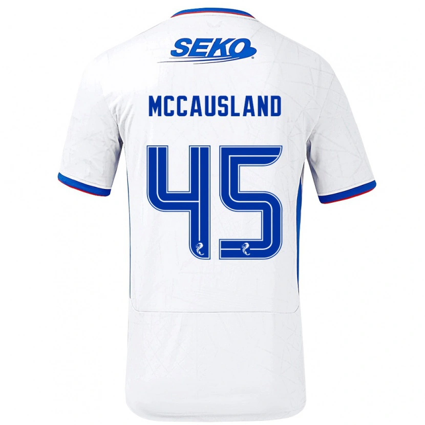 Danxen Enfant Maillot Ross Mccausland #45 Blanc Bleu Tenues Extérieur 2024/25 T-Shirt