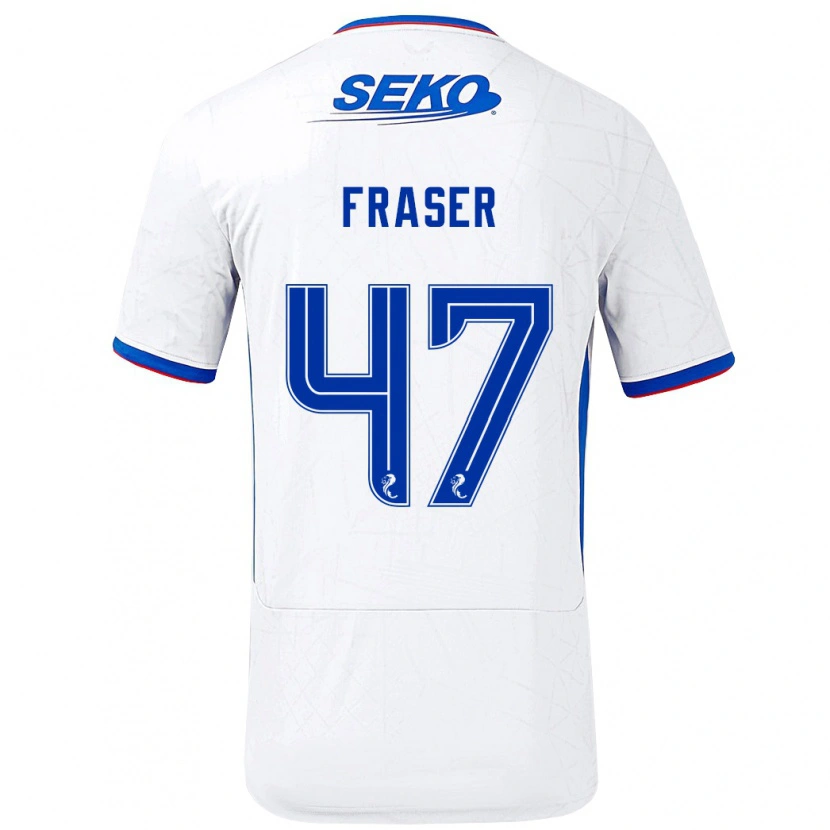 Danxen Enfant Maillot Robbie Fraser #47 Blanc Bleu Tenues Extérieur 2024/25 T-Shirt