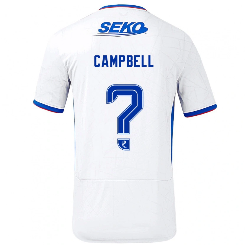 Danxen Enfant Maillot Connor Campbell #0 Blanc Bleu Tenues Extérieur 2024/25 T-Shirt