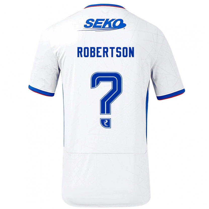 Danxen Enfant Maillot Kerr Robertson #0 Blanc Bleu Tenues Extérieur 2024/25 T-Shirt