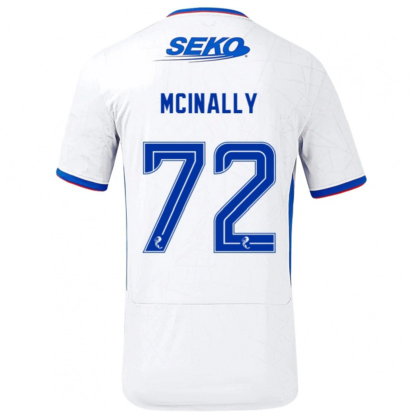 Danxen Enfant Maillot Darren Mcinally #72 Blanc Bleu Tenues Extérieur 2024/25 T-Shirt