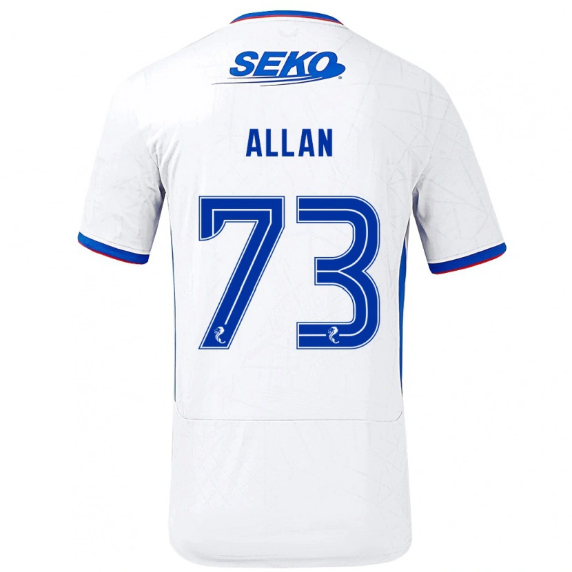 Danxen Enfant Maillot Connor Allan #73 Blanc Bleu Tenues Extérieur 2024/25 T-Shirt