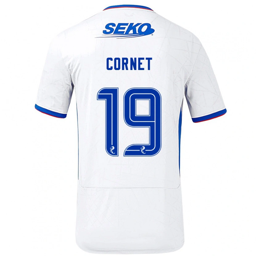 Danxen Enfant Maillot Chelsea Cornet #19 Blanc Bleu Tenues Extérieur 2024/25 T-Shirt