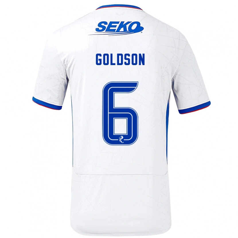 Danxen Enfant Maillot Connor Goldson #6 Blanc Bleu Tenues Extérieur 2024/25 T-Shirt