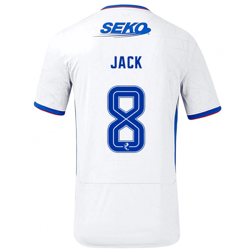 Danxen Enfant Maillot Ryan Jack #8 Blanc Bleu Tenues Extérieur 2024/25 T-Shirt