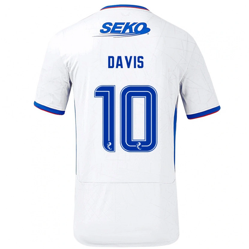 Danxen Enfant Maillot Steven Davis #10 Blanc Bleu Tenues Extérieur 2024/25 T-Shirt