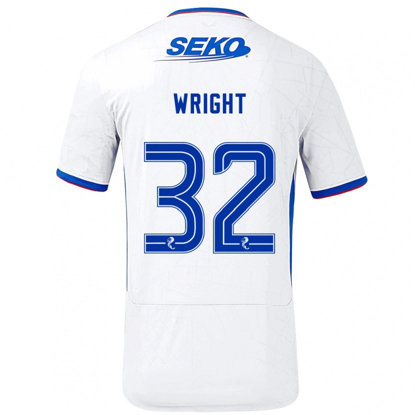 Danxen Enfant Maillot Kieran Wright #32 Blanc Bleu Tenues Extérieur 2024/25 T-Shirt