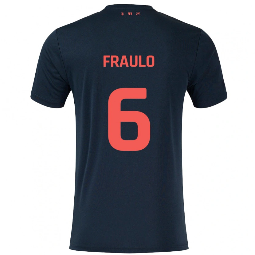 Danxen Enfant Maillot Oscar Fraulo #6 Noir Rouge Tenues Extérieur 2024/25 T-Shirt