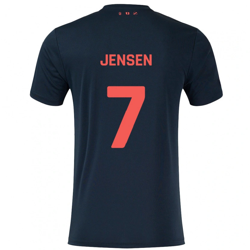 Danxen Enfant Maillot Victor Jensen #7 Noir Rouge Tenues Extérieur 2024/25 T-Shirt