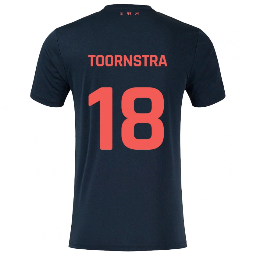 Danxen Enfant Maillot Jens Toornstra #18 Noir Rouge Tenues Extérieur 2024/25 T-Shirt