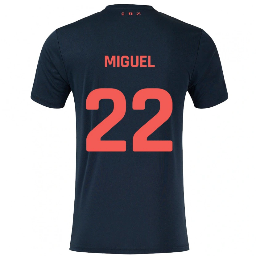 Danxen Enfant Maillot Miguel Rodríguez #22 Noir Rouge Tenues Extérieur 2024/25 T-Shirt