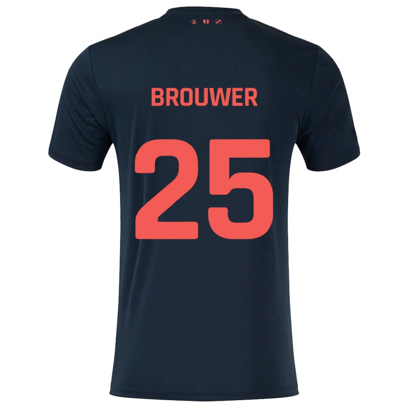 Danxen Enfant Maillot Michael Brouwer #25 Noir Rouge Tenues Extérieur 2024/25 T-Shirt